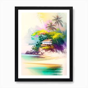 Ilha Do Mel Brazil Watercolour Pastel Tropical Destination Art Print