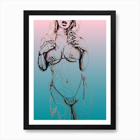 Sexy Woman Line Art (1) Art Print