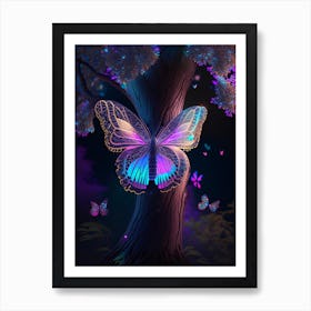 Butterfly In Tree Holographic 2 Art Print