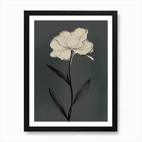 Gladioli Line Art Flowers Illustration Neutral 13 Art Print