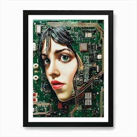 Woman On A Circuit Board Art Print