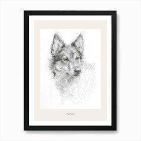 Furry Wire Haired Dog Line Sketch 3 Poster Art Print