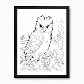 Line Art Jungle Animal Harpy Eagle 2 Art Print