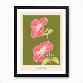 Pink & Green Impatiens 1 Flower Poster Art Print