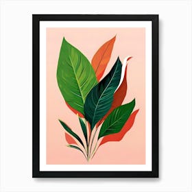 Leaves On A Pink Background Art Print