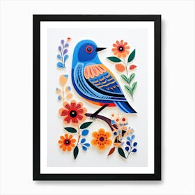 Scandinavian Bird Illustration Eastern Bluebird 2 Art Print
