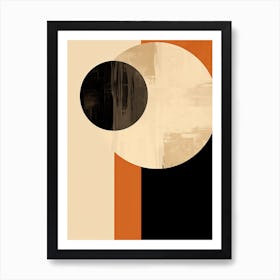 Symphony Of Spheres; Beige Mid Century Orbits Art Print