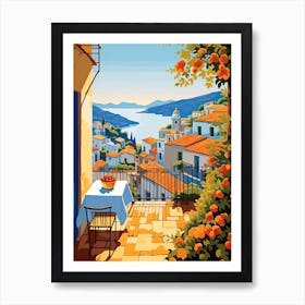 Amalfi Coast, Italy, Graphic Illustration 1 Art Print