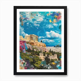 Athens   Retro Collage Style 3 Art Print