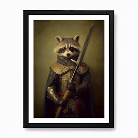 Vintage Portrait Of A Raccoon Dressed As A Knight 1 Art Print