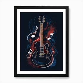 Guitar With Music Notes Art Print