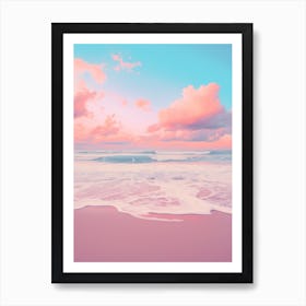 Beach And Sunset With Waves And Cloud Pink Blue Photography 2 Art Print