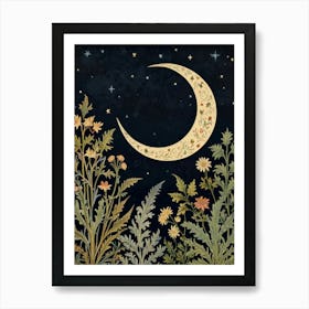 Moon Night Style William Morris 8 Art Print