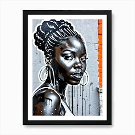 Graffiti Mural Of Beautiful Black Woman 356 Art Print