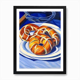 Pretzel Bread Bakery Product Acrylic Painting Tablescape Art Print