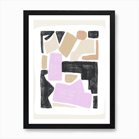 Modern Abstract 3 Black Lila Art Print