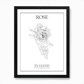 Rose In Hand Line Drawing 4 Poster Art Print