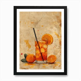 Orange Drink With A Straw Art Print