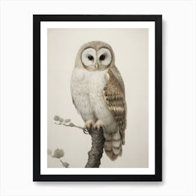 Antique Barn Owl Sketch Art Print