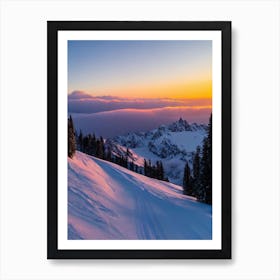 Courmayeur, Italy Sunrise 2 Skiing Poster Art Print