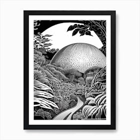 Eden Project, 1, United Kingdom Linocut Black And White Vintage Art Print