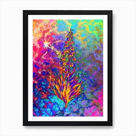 Persian Lily Botanical in Acid Neon Pink Green and Blue n.0112 Art Print