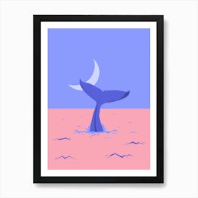 Whale Tail and moon Art Print