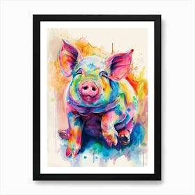 Pig Colourful Watercolour 1 Art Print