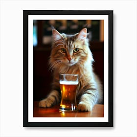 Cat With A Beer Art Print