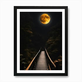 Full Moon Over Bridge Art Print