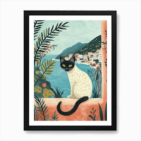 Siamese Cat Storybook Illustration 1 Art Print