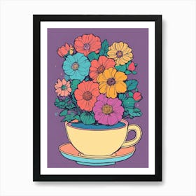 Flowers In A Cup teacup Art Print