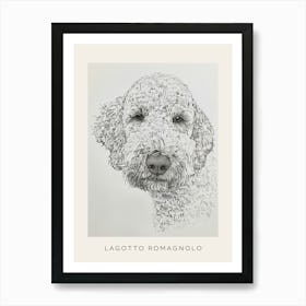 Lagotto Romagnolo Dog Line Sketch 1 Poster Art Print