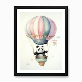 Baby Panda 1 In A Hot Air Balloon Art Print