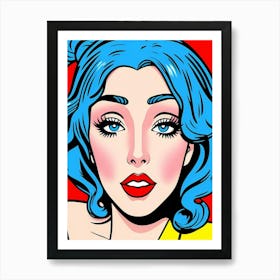 Pulsating Elegance: Pop Art’s Colorful Close-Up Pop Woman Art Print