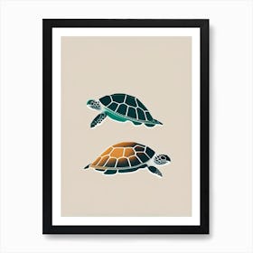 Conservation Sea Turtles, Sea Turtle Retro Minimal 1 Art Print