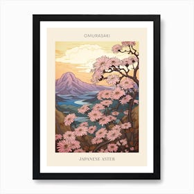 Omurasaki Japanese Aster Japanese Botanical Illustration Poster Art Print