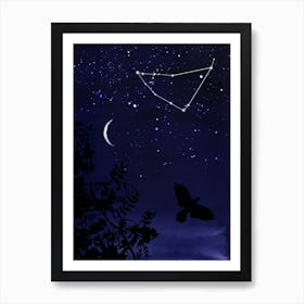 Starry Night and Moon #5 Art Print