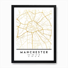 Manchester England City Street Map Art Print