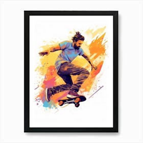 Skateboarding In Athens, Greece Gradient Illustration 2 Art Print