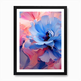 Flowers In Blue And Pink Art Print