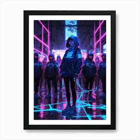 Neon Dancers 1 Art Print