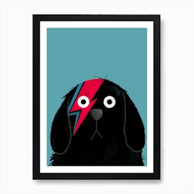 Dog Bowie Black Art Print