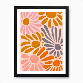 Dahlias Pink Abstract Flowers Art Print