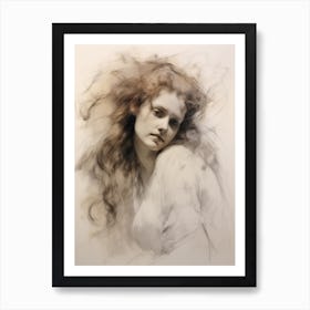 Antique Woman Sketch Art Art Print