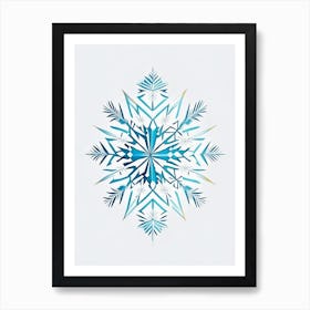 Winter Snowflake Pattern, Snowflakes, Minimal Line Drawing 1 Art Print