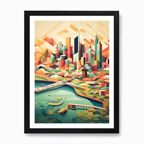 Chicago, Usa, Geometric Illustration 4 Art Print