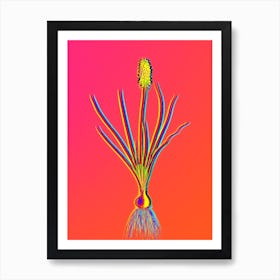 Neon Grape Hyacinth Botanical in Hot Pink and Electric Blue 1 Art Print
