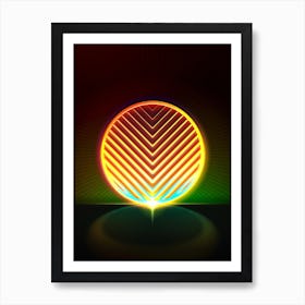 Neon Geometric Glyph in Watermelon Green and Red on Black n.0385 Art Print