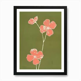 Pink & Green Forget Me Not 1 Art Print